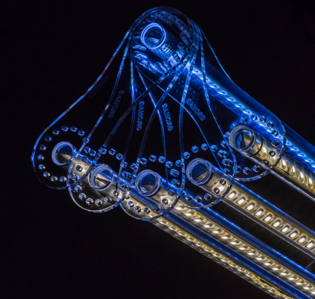 LED lamp shaped like a flower in the dark