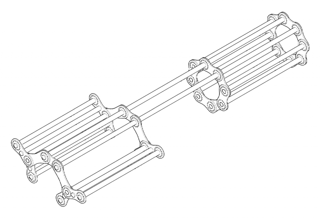 complex set of the previous two modular lamps with two long tubes 1.5 meters